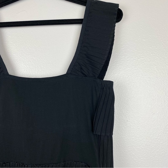 J. Crew Pleated Ruffle Tiered Square Neck Tank Top Black Size XS - Picture 5 of 7
